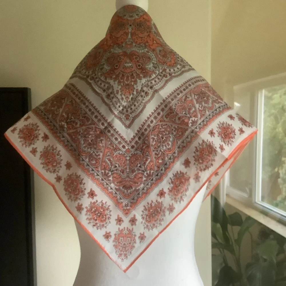 Vintage Paisley Print Rayon Scarf Made in Japan
